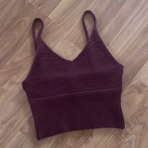 Burgundy sweater crop top cami in burgundy